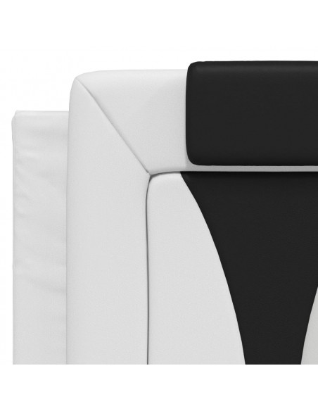 Letto con Materasso Bianco e Nero 140x200 cm in Similpelle