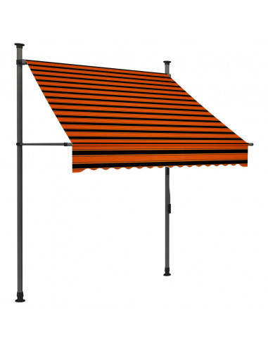 Tenda da Sole Retrattile Manuale LED 150 cm Arancione e Marrone