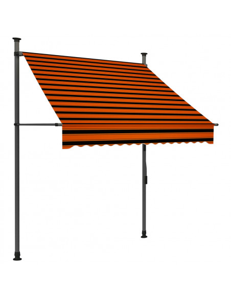 Tenda da Sole Retrattile Manuale LED 150 cm Arancione e Marrone