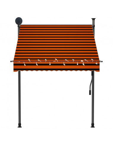 Tenda da Sole Retrattile Manuale LED 150 cm Arancione e Marrone