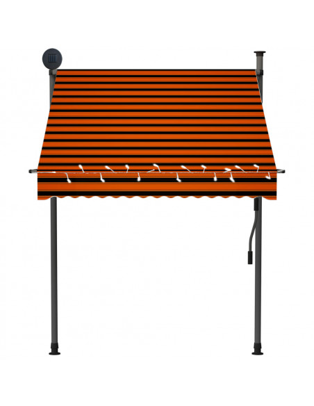 Tenda da Sole Retrattile Manuale LED 150 cm Arancione e Marrone