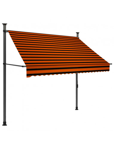 Tenda da Sole Retrattile Manuale LED 200 cm Arancione e Marrone