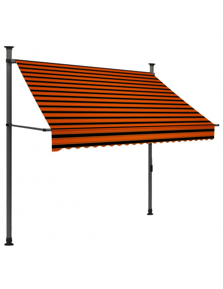 Tenda da Sole Retrattile Manuale LED 200 cm Arancione e Marrone