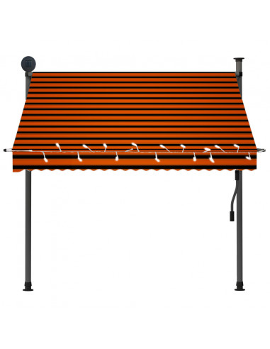 Tenda da Sole Retrattile Manuale LED 200 cm Arancione e Marrone