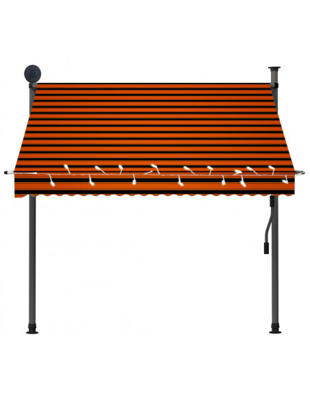 Tenda da Sole Retrattile Manuale LED 200 cm Arancione e Marrone