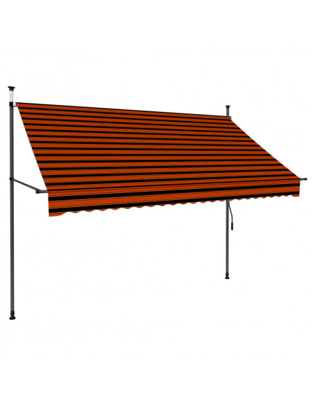 Tenda da Sole Retrattile Manuale LED 250 cm Arancione e Marrone