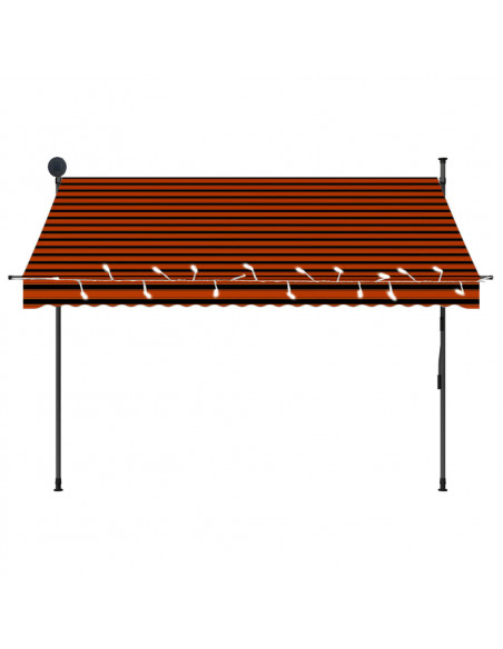 Tenda da Sole Retrattile Manuale LED 250 cm Arancione e Marrone