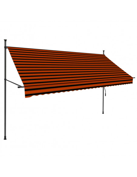 Tenda da Sole Retrattile Manuale LED 300 cm Arancione e Marrone