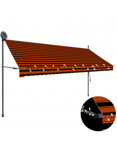 Tenda da Sole Retrattile Manuale LED 350 cm Arancione e Marrone 2