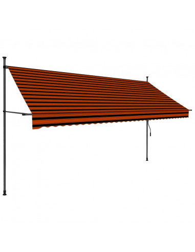 Tenda da Sole Retrattile Manuale LED 350 cm Arancione e Marrone