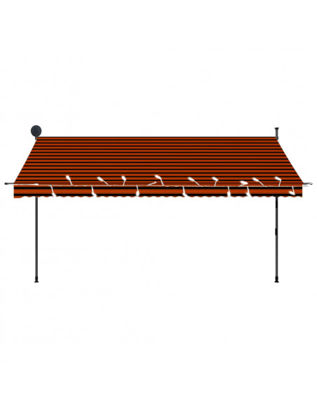 Tenda da Sole Retrattile Manuale LED 350 cm Arancione e Marrone