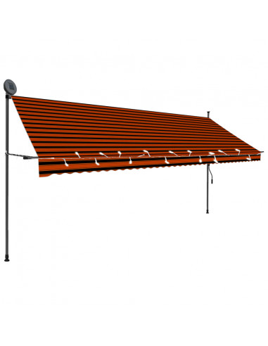 Tenda da Sole Retrattile Manuale LED 400 cm Arancione e Marrone
