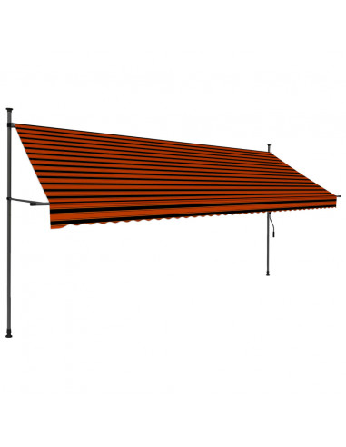 Tenda da Sole Retrattile Manuale LED 400 cm Arancione e Marrone