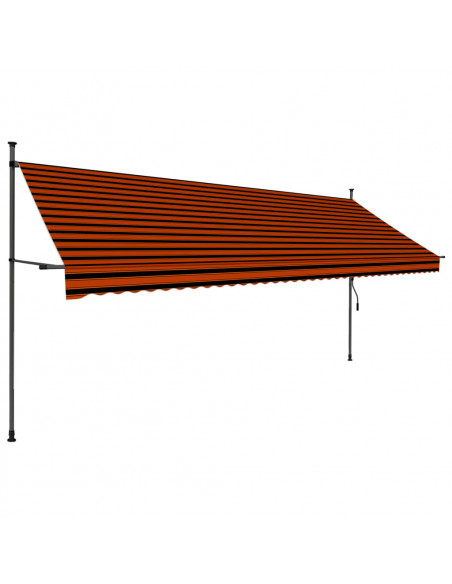 Tenda da Sole Retrattile Manuale LED 400 cm Arancione e Marrone