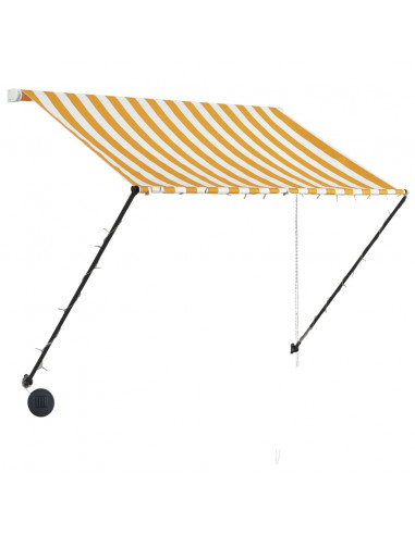 Tenda da Sole Retrattile con LED 150x150 cm Giallo e Bianco