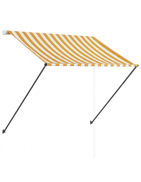 Tenda da Sole Retrattile con LED 150x150 cm Giallo e Bianco