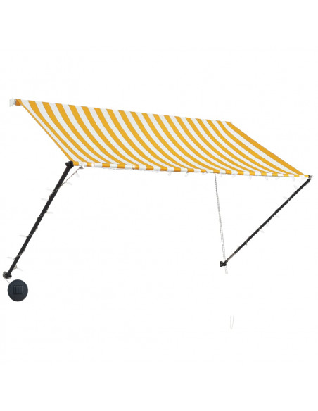 Tenda da Sole Retrattile con LED 250x150 cm Giallo e Bianco