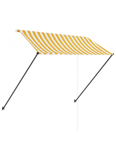 Tenda da Sole Retrattile con LED 250x150 cm Giallo e Bianco