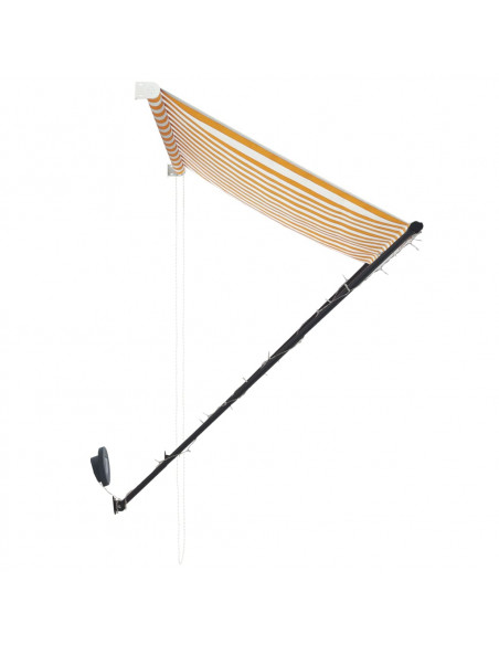 Tenda da Sole Retrattile con LED 250x150 cm Giallo e Bianco