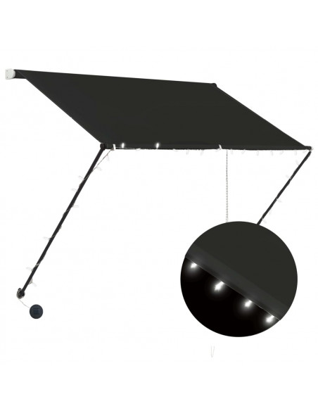 Tenda da Sole Retrattile con LED 150x150 cm Antracite