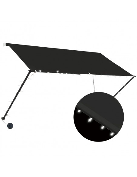 Tenda da Sole Retrattile con LED 250x150 cm Antracite