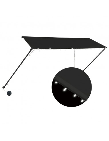 Tenda da Sole Retrattile con LED 300x150 cm Antracite