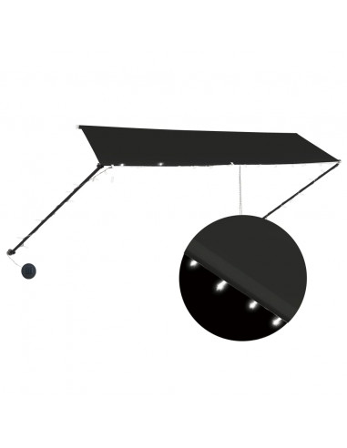 Tenda da Sole Retrattile con LED 350x150 cm Antracite