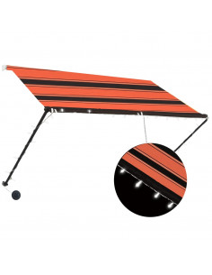 Tenda da Sole Retrattile con LED 250x150 cm Arancione e Marrone 2