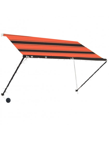 Tenda da Sole Retrattile con LED 250x150 cm Arancione e Marrone