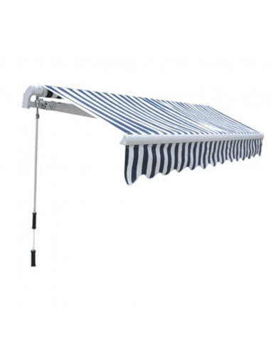 Tenda da Sole Pieghevole Manuale 300 cm Blu/Bianca