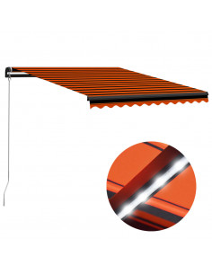 Tenda Retrattile Manuale con LED 300x250cm Arancione e Marrone 2