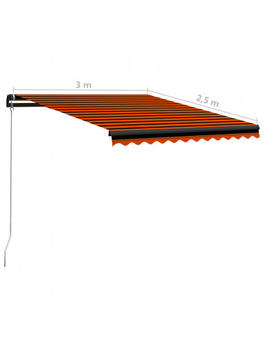 Tenda Retrattile Manuale con LED 300x250cm Arancione e Marrone