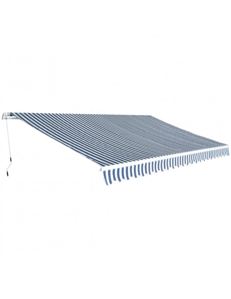 Tenda da Sole Manuale Pieghevole 500 cm Blu e Bianco