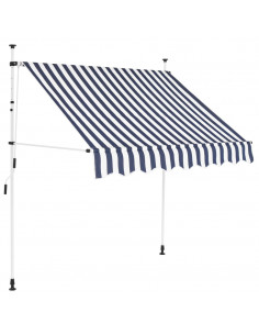 Tenda da Sole Retrattile Manuale 150 cm a Strisce Blu e Bianche 2
