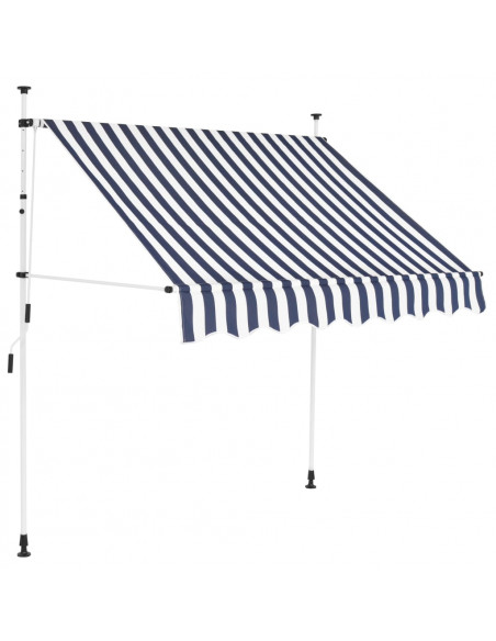 Tenda da Sole Retrattile Manuale 150 cm a Strisce Blu e Bianche