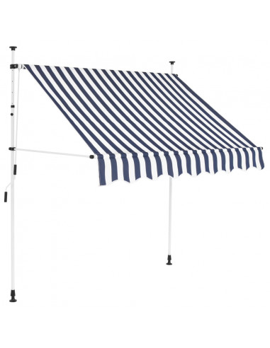 Tenda da Sole Retrattile Manuale 200 cm a Strisce Blu e Bianche