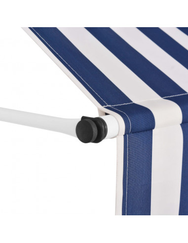 Tenda da Sole Retrattile Manuale 200 cm a Strisce Blu e Bianche
