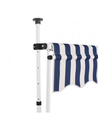 Tenda da Sole Retrattile Manuale 350 cm a Strisce Blu e Bianche