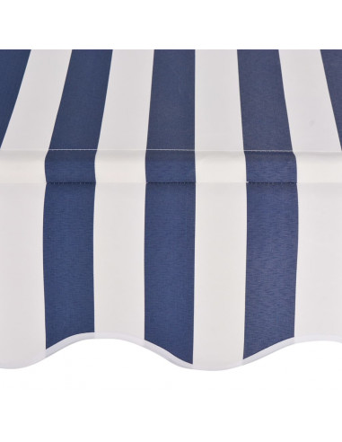 Tenda da Sole Retrattile Manuale 400 cm a Strisce Blu e Bianche
