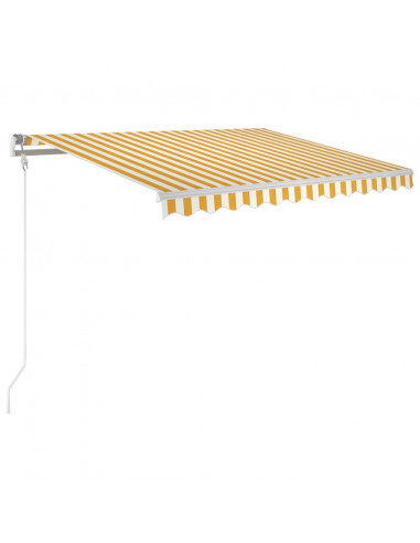 Tenda Automatica Sensore Vento e LED 350x250 cm Gialla Bianca