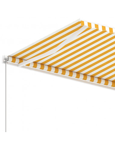 Tenda Retrattile Manuale con Palo 400x300 cm Giallo Bianco