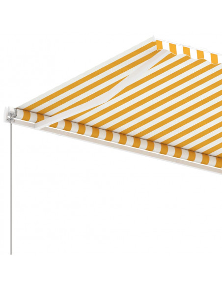 Tenda Retrattile Manuale con Palo 400x300 cm Giallo Bianco