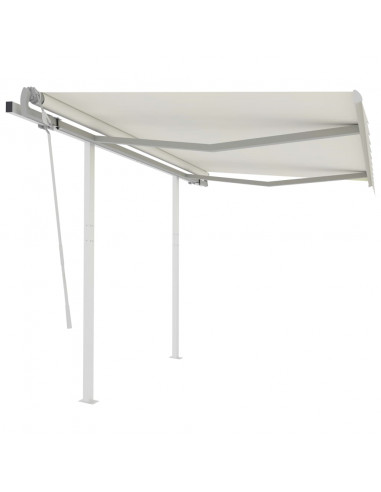 Tenda da Sole Retrattile Manuale con Pali 3x2,5 m Crema