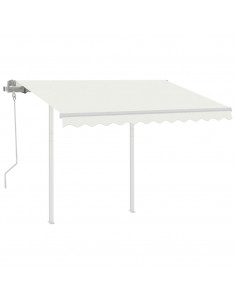 Tenda da Sole Retrattile Manuale con Pali 3x2,5 m Crema 2