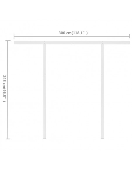 Tenda da Sole Retrattile Manuale con Pali 3x2,5 m Crema