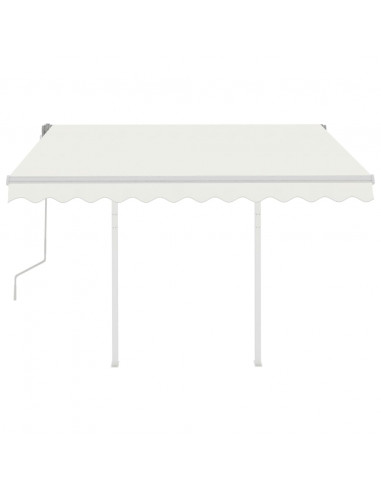 Tenda da Sole Retrattile Manuale con Pali 3x2,5 m Crema