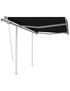 Tenda da Sole Retrattile Manuale con Pali 3x2,5 m Antracite 2