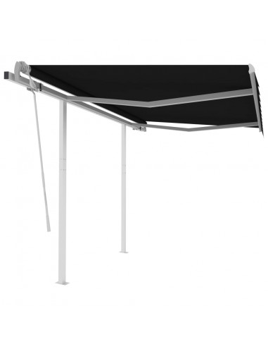 Tenda da Sole Retrattile Manuale con Pali 3x2,5 m Antracite
