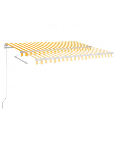 Tenda Automatica Sensore Vento e LED 3,5x2,5 m Gialla e Bianca
