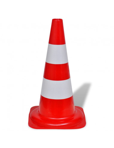Set 10 Coni Stradali Segnaletici Riflettenti Rosso e Bianco 50 cm